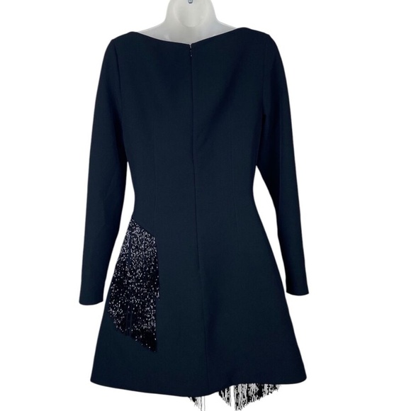 Safiyaa Corrina Fringe Trim Mini Dress Black Evening Formal - Picture 9 of 10